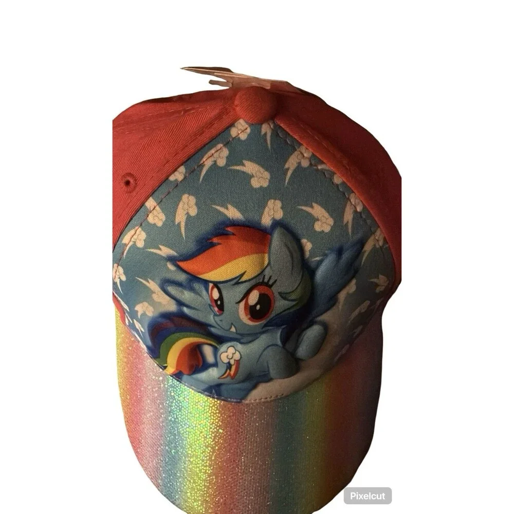 My Little Pony Rainbow Dash Glitter Rainbow Brim Adjustable Girls Hat New  4-7
